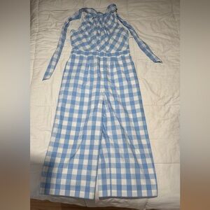 J. Crew Blue and White Check Cotton Jumpsuit 8
